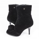 Bottines à talons CHANEL T39 veau velours noir