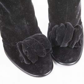 Bottines à talons CHANEL T39 veau velours noir