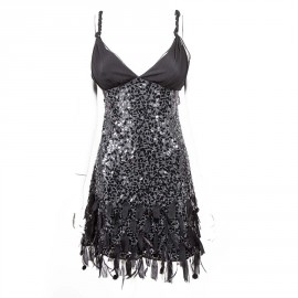 Robe Jenny Packham T10UK noire à sequins