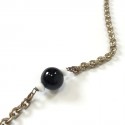 Saltire MARGUERITE of VALOIS silver chain, Rhinestones, pearls, black and white