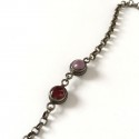 Necklace purple and Burgundy glass and MARGUERITE of VALOIS aged silver chain