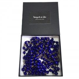 Necklace MARGUERITE of VALOIS sewing in beads of sapphire glass