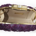 ELIE SAAB minaudière in purple leather and embroidered fabric