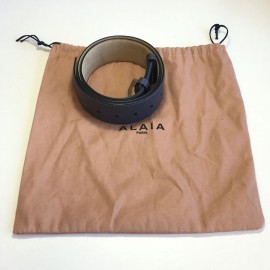  ALAÏA belt in dark gray leather size 75 FR