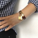  Kelly watch HERMES bracelet Brown alligator and jewelry gold plated