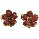 Boucles d'oreille Clips MARGUERITE de VALOIS fleurette en pâte de verre couleur vieux rose