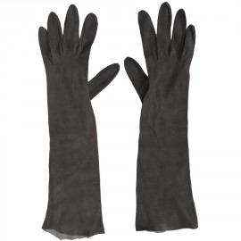 Gants mi-longs CHRISTIAN DIOR en suède marron