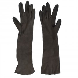 Gants mi-longs CHRISTIAN DIOR en suède marron