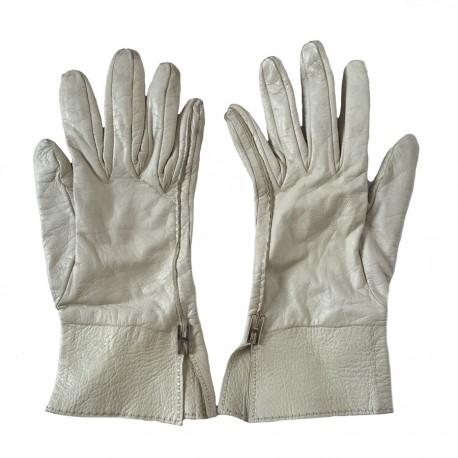 xxx Gants HERMES en cuir d'agneau crème taille 7