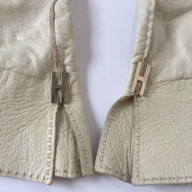 Gants HERMES en cuir d'agneau crème taille 7