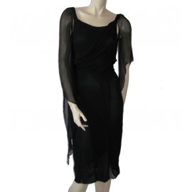 robe Chanel en soie noire T38