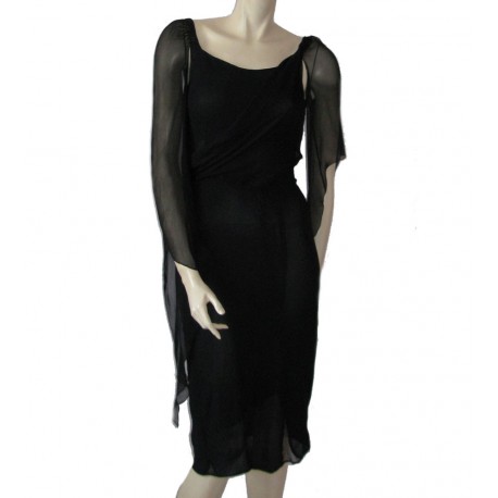 robe Chanel en soie noire T38