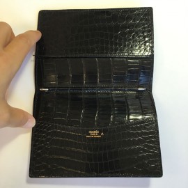 Couverture d'agenda HERMES en crocodile porosus noir