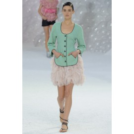 Chanel T 36 fr "Les fonds marins" jacket in green cotton tweed