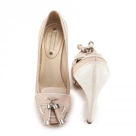 Escarpins CELINE T 37 cuir rose pâle et blanc