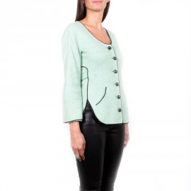 Chanel T 36 fr "Les fonds marins" jacket in green cotton tweed