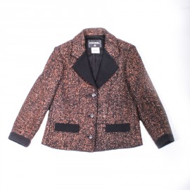 Veste CHANEL T 38 tweed marron 