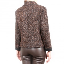 Veste CHANEL T 38 tweed marron 