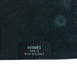 Couverture de cahier HERMES en veau grainé noir