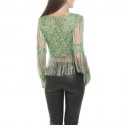 Top AZZARO Vintage en crochet lurex vert et argent