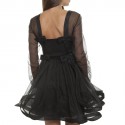 Robe cocktail VALENTINO organza noire à volants