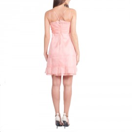 Dress pale salmon CHANEL chiffon silk T38