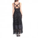 Evening dress CHANEL T 36 EN black silk and leather