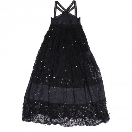 Robe du soir CHANEL  T 36 noire en soie et cuir 