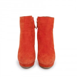 Boots ALEXANDER Mc QUEEN T 37 veau velours orange