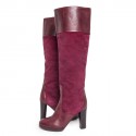 CHLOE T 36.5 EN leather and suede Burgundy and cherry boots