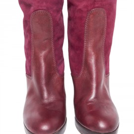 Bottes CHLOE T 36.5 veau velours cerise