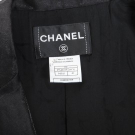 Blazer CHANEL T 40 fr en lin et nylon noir