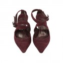 Escarpins CHANEL T39,5 veau velours bordeaux