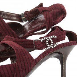 Escarpins CHANEL T   veau velours bordeaux