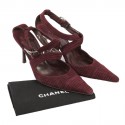 Escarpins CHANEL T39,5 veau velours bordeaux