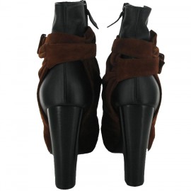 Bottines T 38 HERMES cuir et daim 