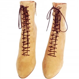 Bottines à talons ALAIA T39,5 daim beige