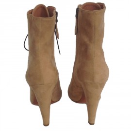 Bottines à talons ALAIA T39,5 daim beige