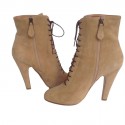 Bottines à talons ALAIA T39,5 daim beige