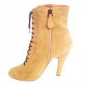 Bottines à talons ALAIA T39,5 daim beige