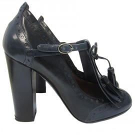 Pumps-tipped floral two-tone SONIA RYKIEL T38, 5 black leather