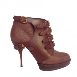 DIOR T40 brown leather heels boots