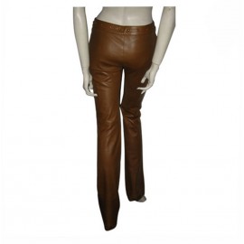 GUCCI brown leather pants