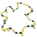 Saltire cabochons MARGUERITE DE VALOIS in yellow and emerald green glass