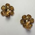 Boucles d'oreille clips  MARGUERITE DE VALOIS fleur en pâte de verre ambre