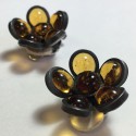 xxx Boucles d'oreille clips MARGUERITE DE VALOIS fleurette en pâte de verre couleur citrine