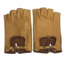 Gants mitaines HERMÈS Kick fermoir kelly en agneau glacé T 7,5