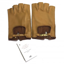 Gants mitaines HERMÈS Kick fermoir kelly en agneau glacé T 7,5