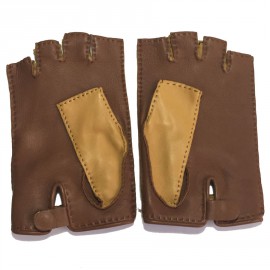 Gants mitaines HERMÈS Kick fermoir kelly en agneau glacé T 7,5