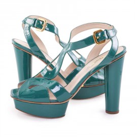 Escarpins PRADA T38,5 cuir verni vert